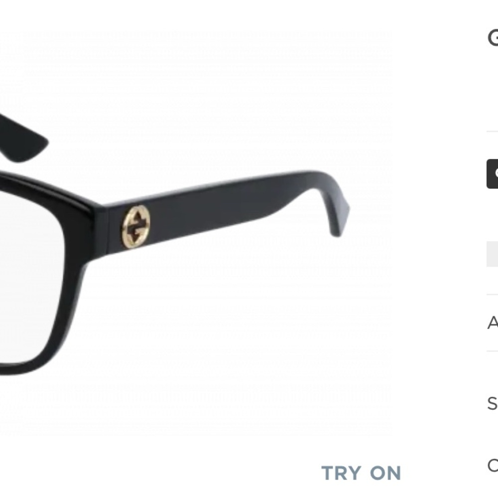 Gucci Black Designer Glasses with Bold Rectangular Frames